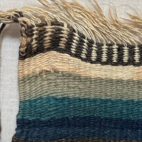 Vintage Navajo Mexican Southwest Wool Hand Woven Blanket Rug 24 x 55 + Fringe - Picture 8 of 11